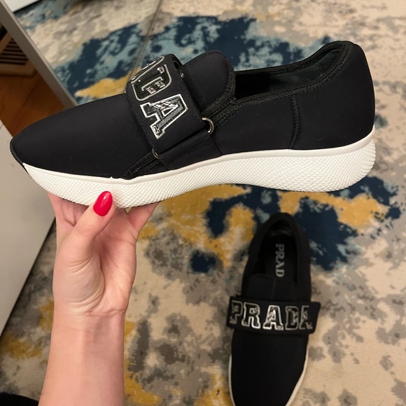 Womens Prada sneakers with velcro Prada brand name strap. Size IT 36. - Picture 6 of 9